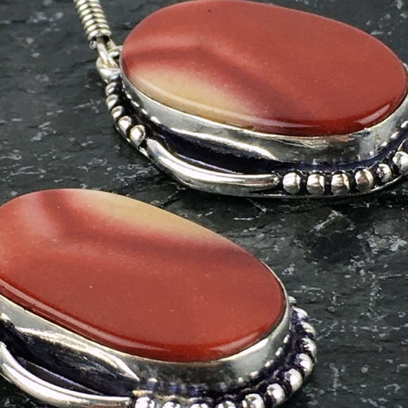 Mookaite Imperial Jasper Stone Hook Earrings - Picture 2 of 9